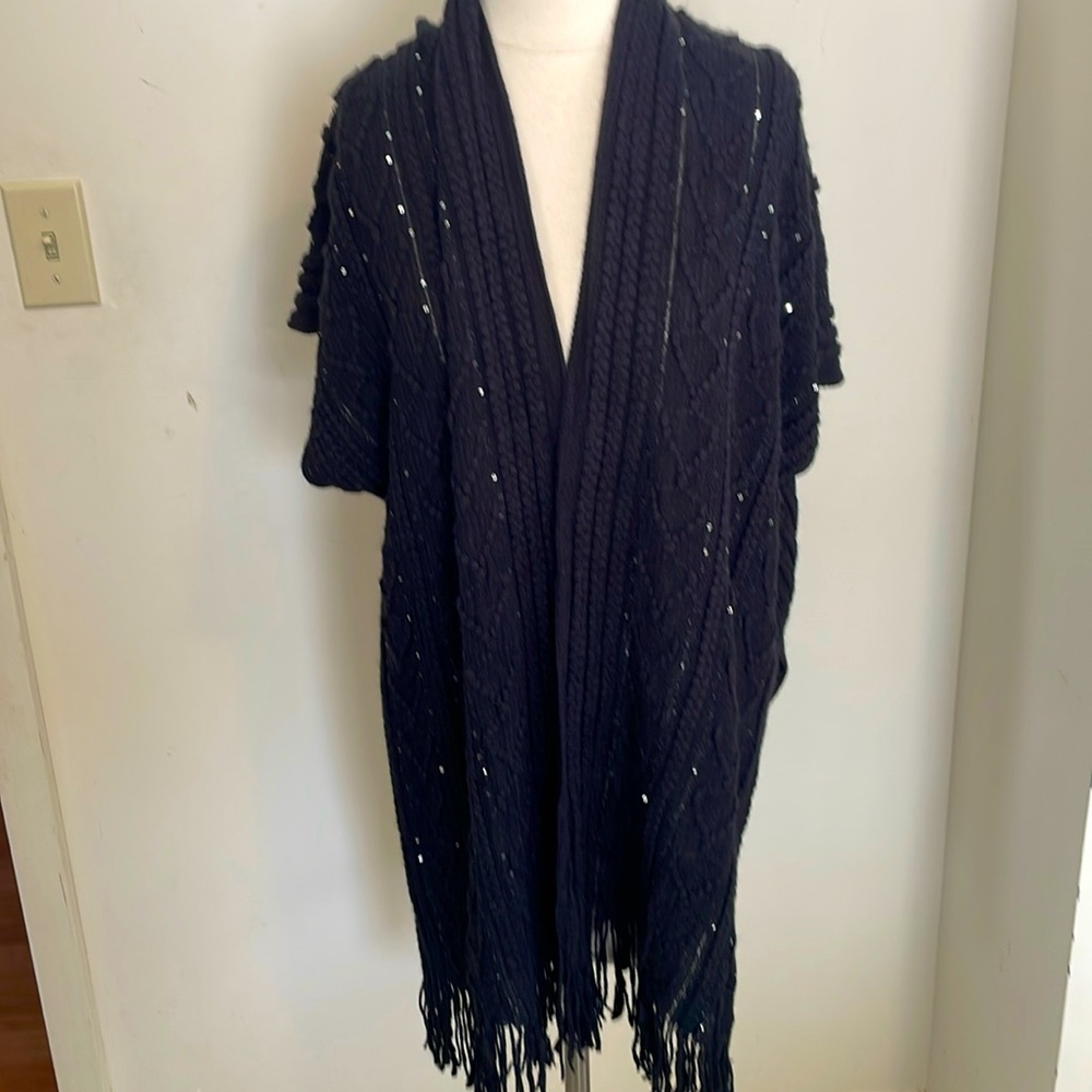 NWT The Skyline Collection black sleeveless open front cardigan